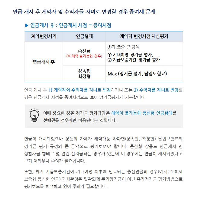 보험세무_ 증여(계약자변경) 시기에 따른 즉시연금의 증여재산 평가
